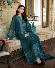 Mushq Broadway Embroidered Jacquard Unstitched 3Pc Suit - Azure Echo