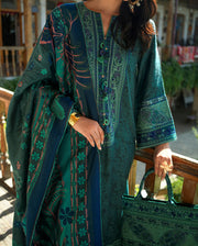 Mushq Broadway Embroidered Jacquard Unstitched 3Pc Suit - Azure Echo