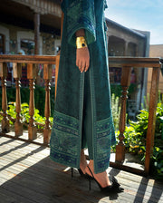Mushq Broadway Embroidered Jacquard Unstitched 3Pc Suit - Azure Echo