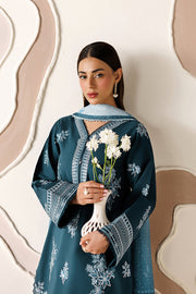 Farasha Summer Melody Embroidered Lawn Unstitched 3Pc Suit - Azure Frost