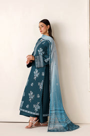 Farasha Summer Melody Embroidered Lawn Unstitched 3Pc Suit - Azure Frost