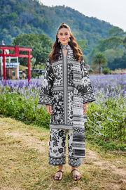 Farasha Summer Co Ords Printed Lawn Unstitched 3Pc Suit - Azure Muse