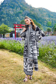 Farasha Summer Co Ords Printed Lawn Unstitched 3Pc Suit - Azure Muse