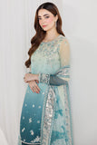 Farasha Fiorella Embroidered Chiffon Unstitched 3Pc Suit - AZURE PEARL