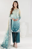 Farasha Fiorella Embroidered Chiffon Unstitched 3Pc Suit - AZURE PEARL
