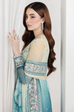 Farasha Fiorella Embroidered Chiffon Unstitched 3Pc Suit - AZURE PEARL