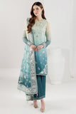 Farasha Fiorella Embroidered Chiffon Unstitched 3Pc Suit - AZURE PEARL
