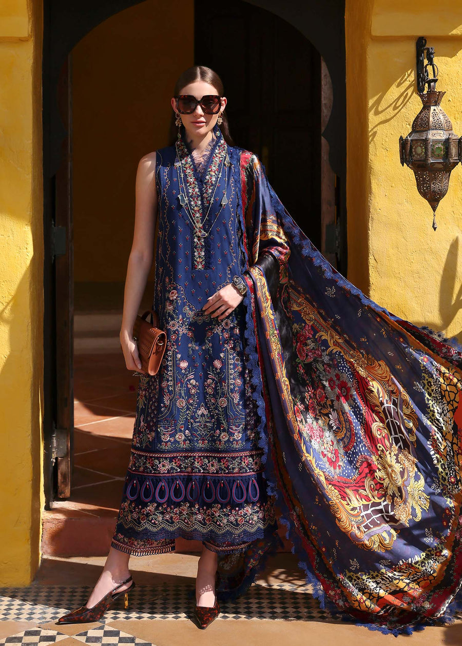 Kanwal Malik Elysia Embroidered Lawn Unstitched 3Pc Suit - AZURE