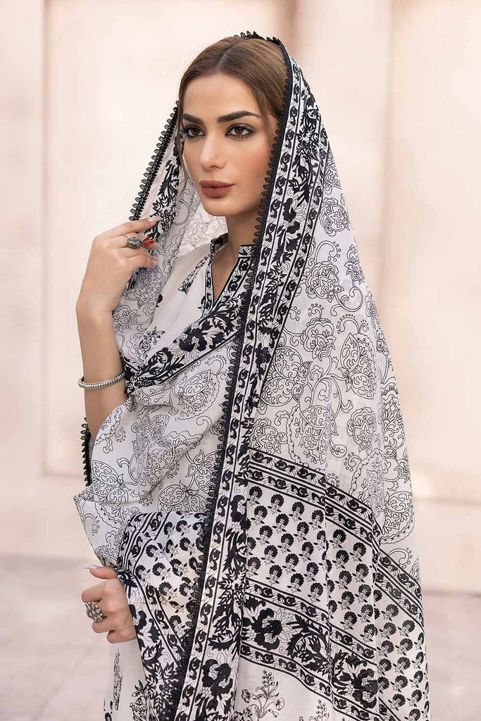 Gul Ahmed Black & White Printed Lawn Unstitched 3Pc Suit B-32026