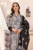 Gul Ahmed Black & White Printed Lawn Unstitched 3Pc Suit B-32031