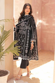 Gul Ahmed Black & White Printed Lawn Unstitched 3Pc Suit B-32038