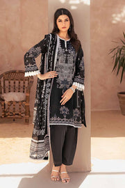 Gul Ahmed Black & White Printed Lawn Unstitched 3Pc Suit B-32040