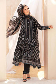 Gul Ahmed Black & White Printed Lawn Unstitched 3Pc Suit B-32040