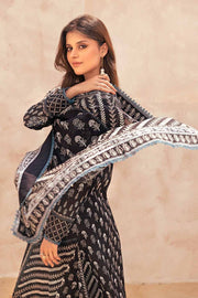 Gul Ahmed Black & White Printed Lawn Unstitched 3Pc Suit B-32040