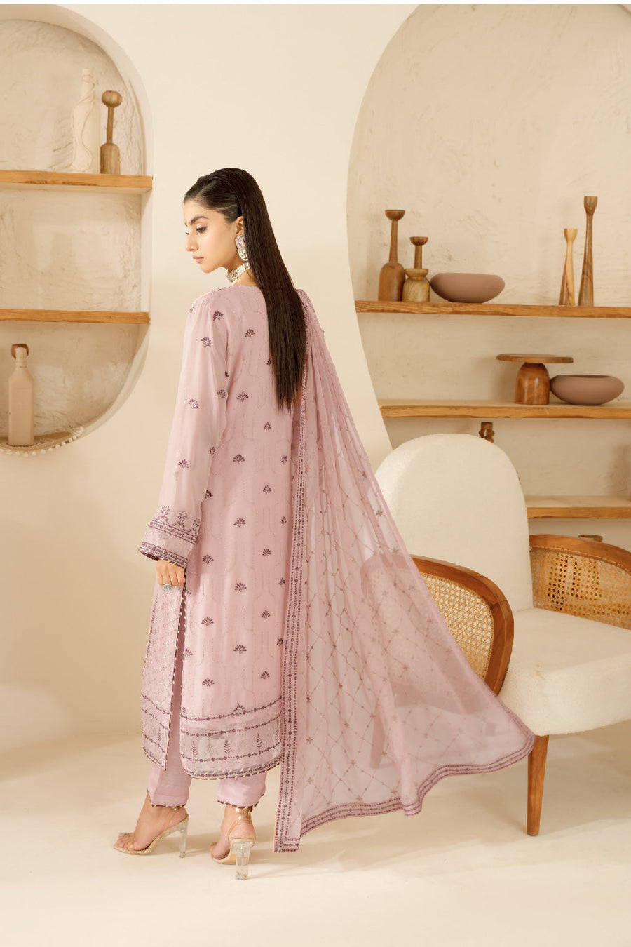 Ramsha Sonehri Embroidered Luxury Chiffon Unstitched 3Pc Suit BB-102