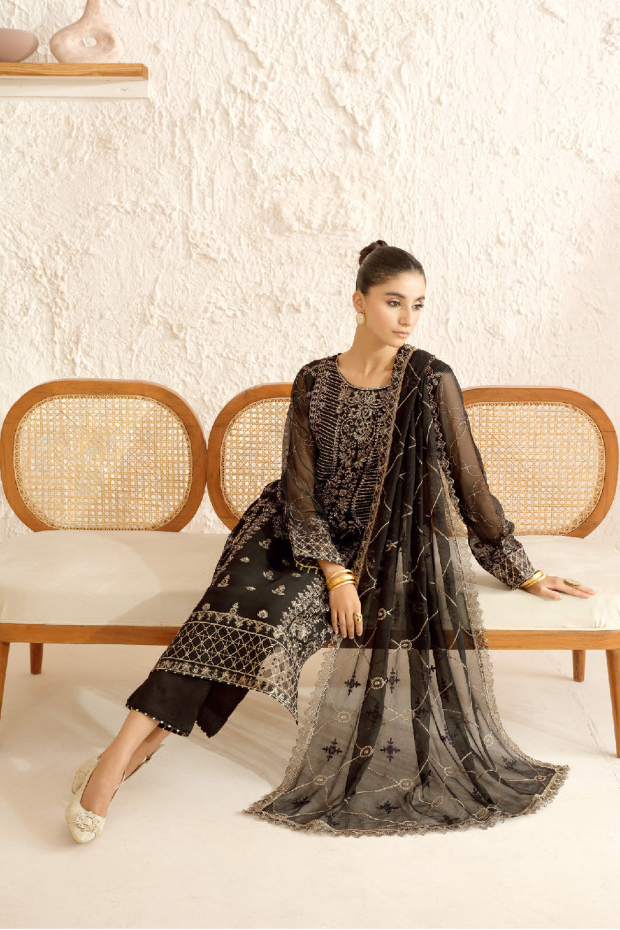 Ramsha Sonehri Embroidered Luxury Chiffon Unstitched 3Pc Suit BB-107