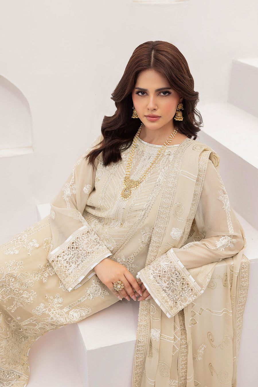 Ramsha Sonehri Vol-03 Embroidered Chiffon Unstitched 3Pc Suit BB-302