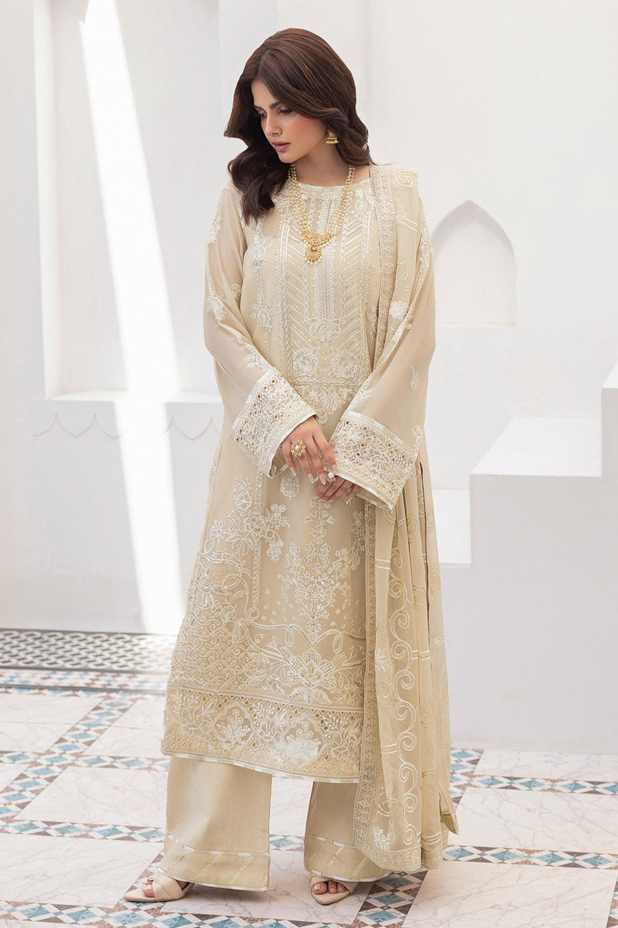 Ramsha Sonehri Vol-03 Embroidered Chiffon Unstitched 3Pc Suit BB-302