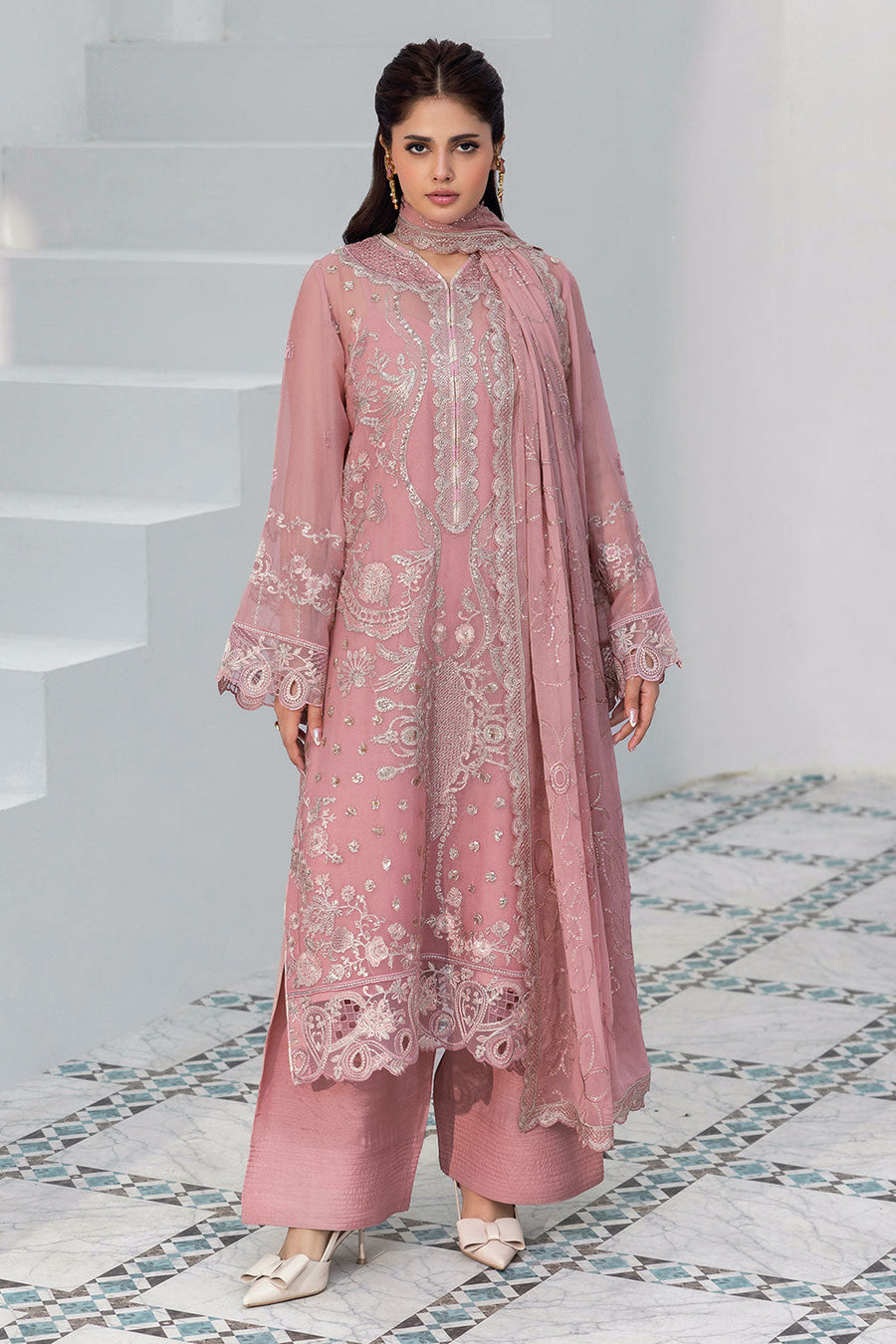Ramsha Sonehri Vol-03 Embroidered Chiffon Unstitched 3Pc Suit BB-303
