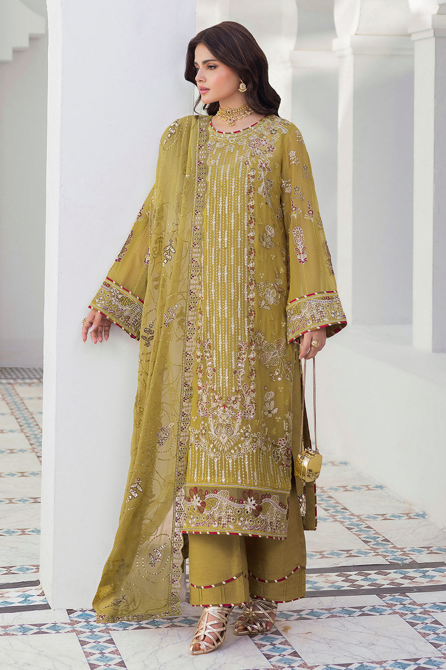 Ramsha Sonehri Vol-03 Embroidered Chiffon Unstitched 3Pc Suit BB-304
