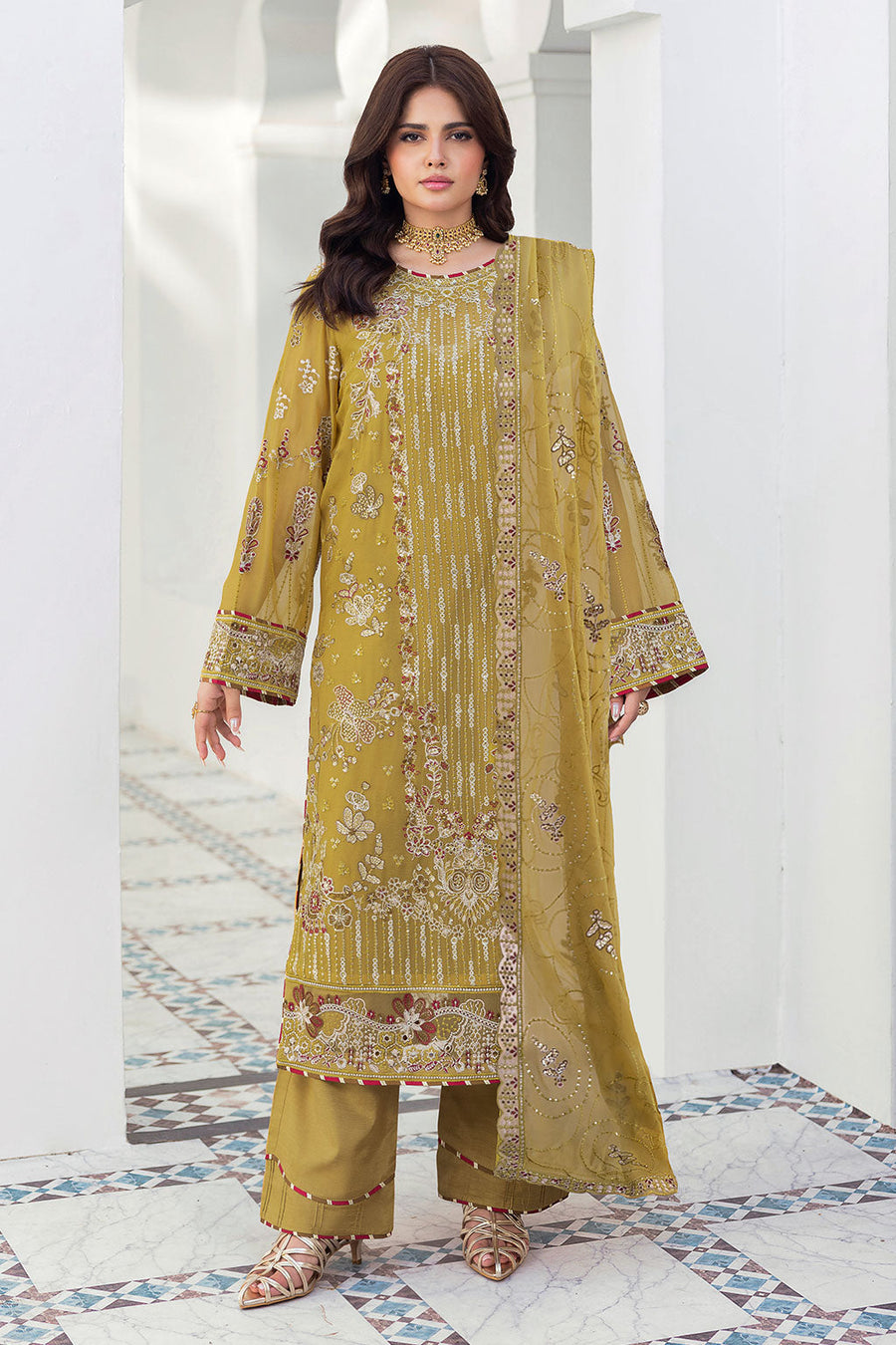 Ramsha Sonehri Vol-03 Embroidered Chiffon Unstitched 3Pc Suit BB-304