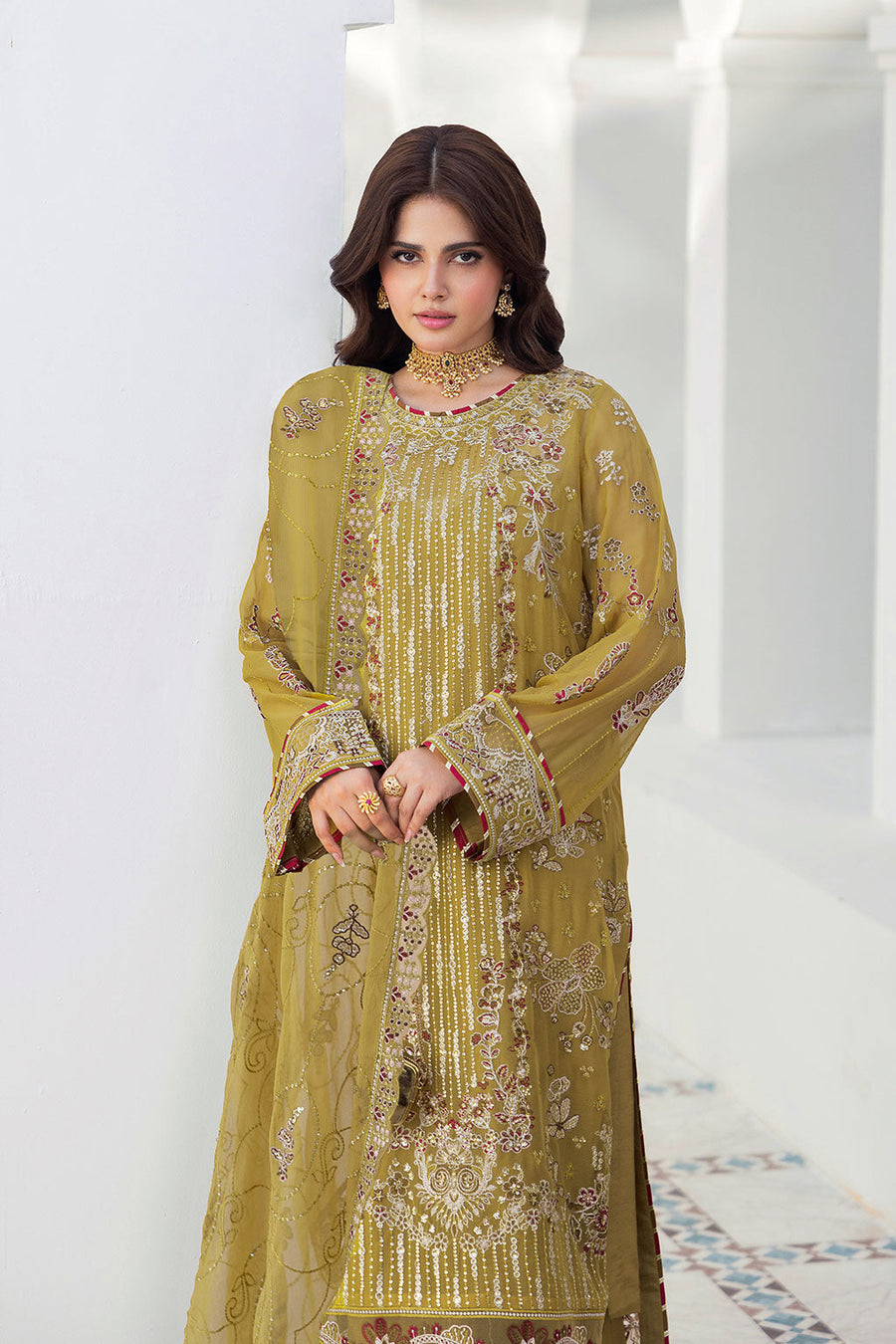Ramsha Sonehri Vol-03 Embroidered Chiffon Unstitched 3Pc Suit BB-304