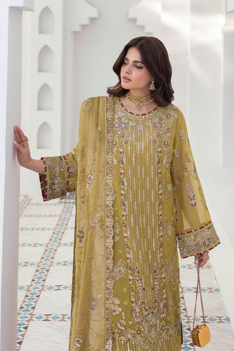 Ramsha Sonehri Vol-03 Embroidered Chiffon Unstitched 3Pc Suit BB-304