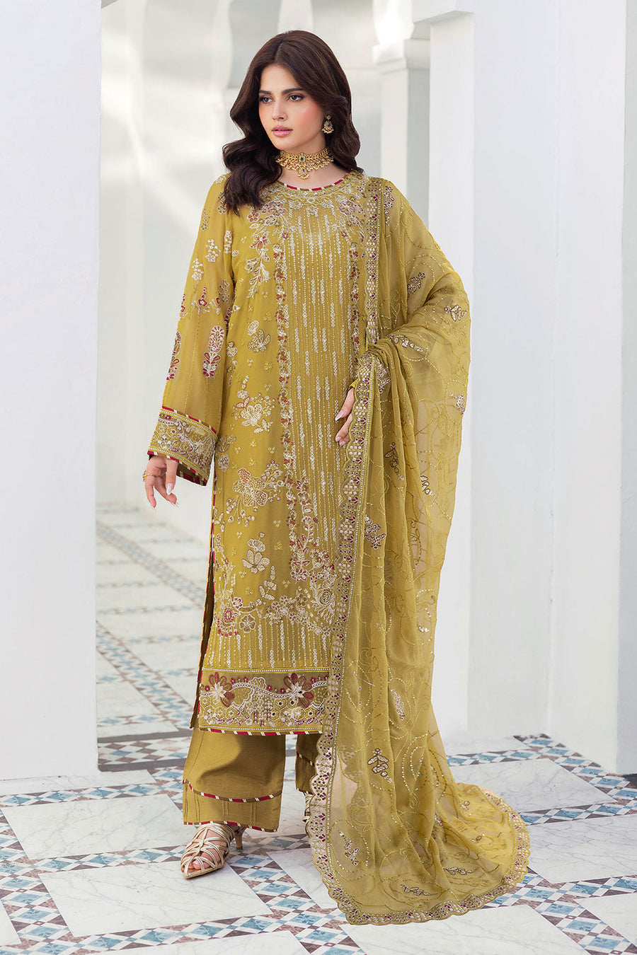Ramsha Sonehri Vol-03 Embroidered Chiffon Unstitched 3Pc Suit BB-304