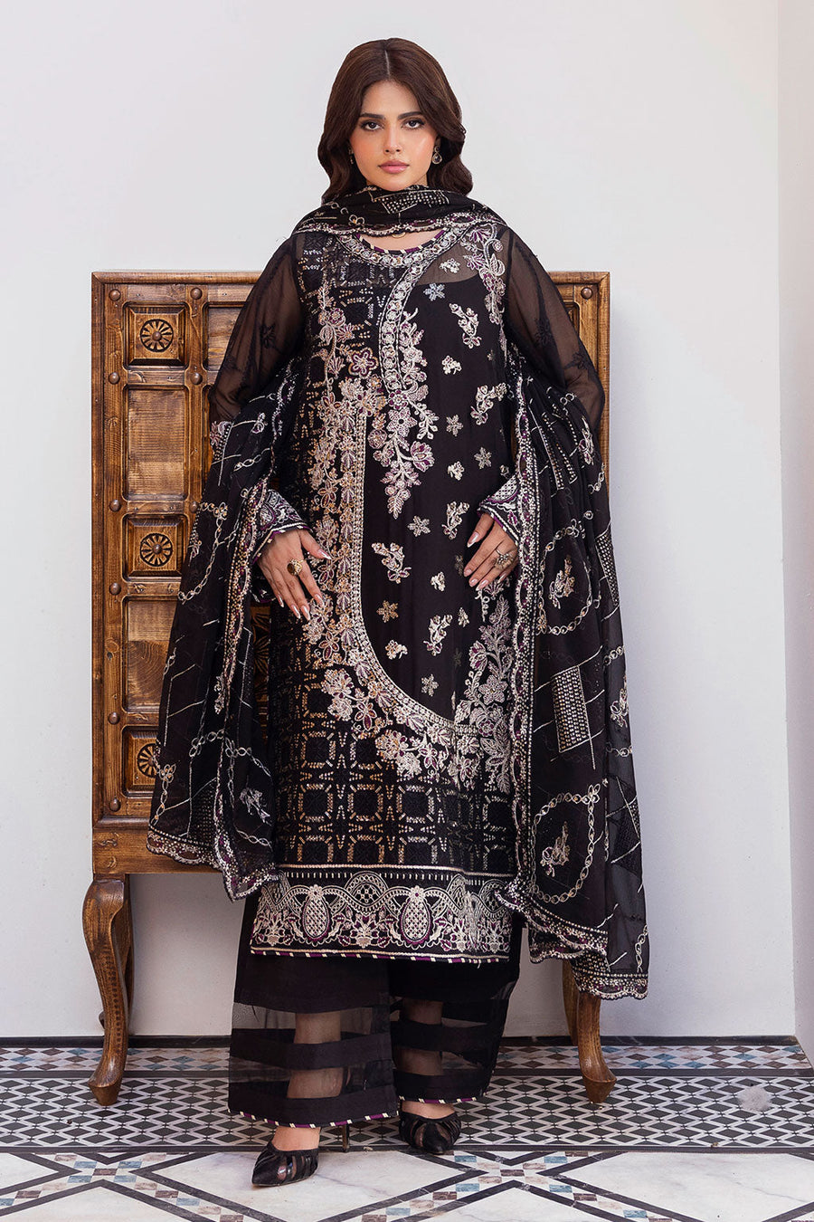 Ramsha Sonehri Vol-03 Embroidered Chiffon Unstitched 3Pc Suit BB-306