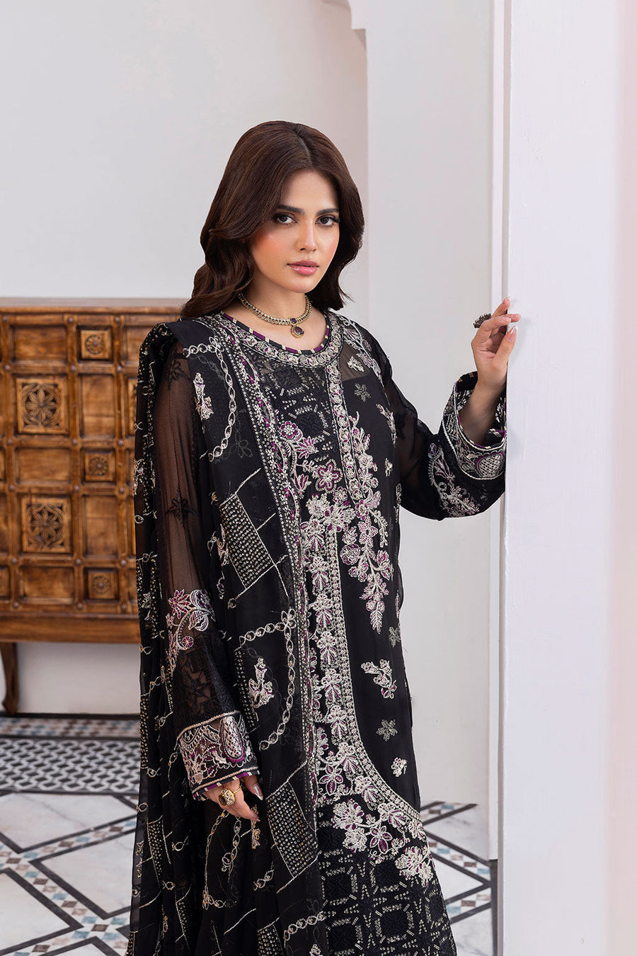 Ramsha Sonehri Vol-03 Embroidered Chiffon Unstitched 3Pc Suit BB-306