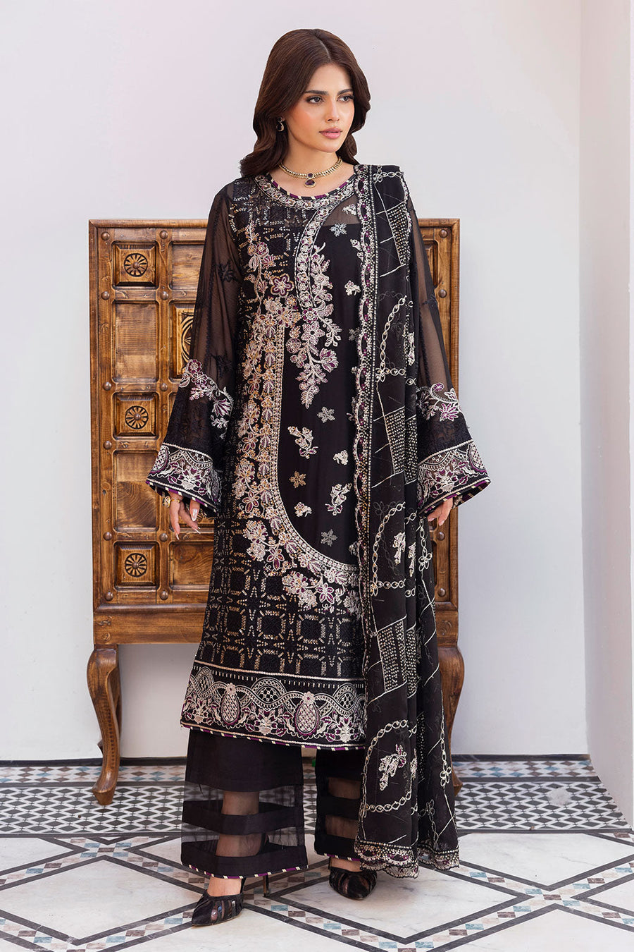 Ramsha Sonehri Vol-03 Embroidered Chiffon Unstitched 3Pc Suit BB-306