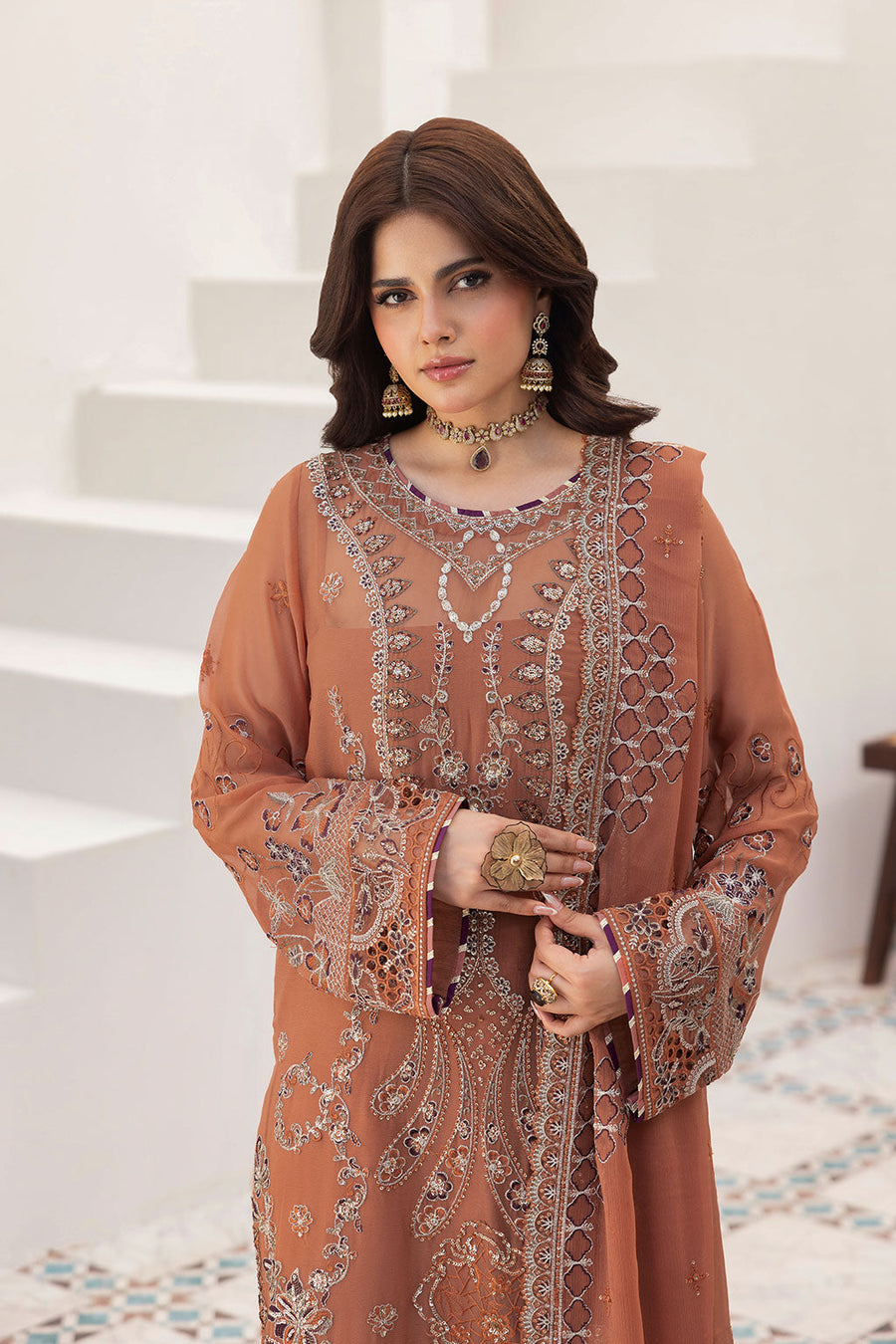 Ramsha Sonehri Vol-03 Embroidered Chiffon Unstitched 3Pc Suit BB-307