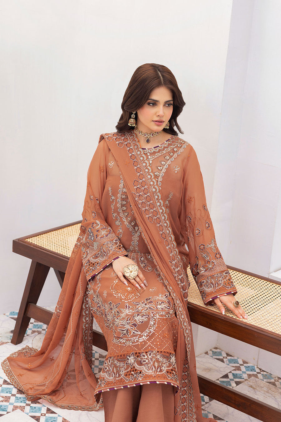 Ramsha Sonehri Vol-03 Embroidered Chiffon Unstitched 3Pc Suit BB-307
