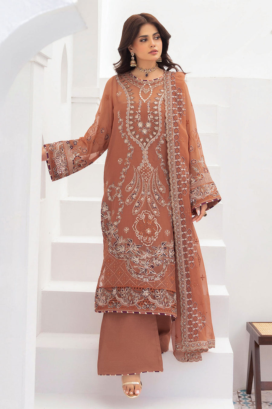 Ramsha Sonehri Vol-03 Embroidered Chiffon Unstitched 3Pc Suit BB-307