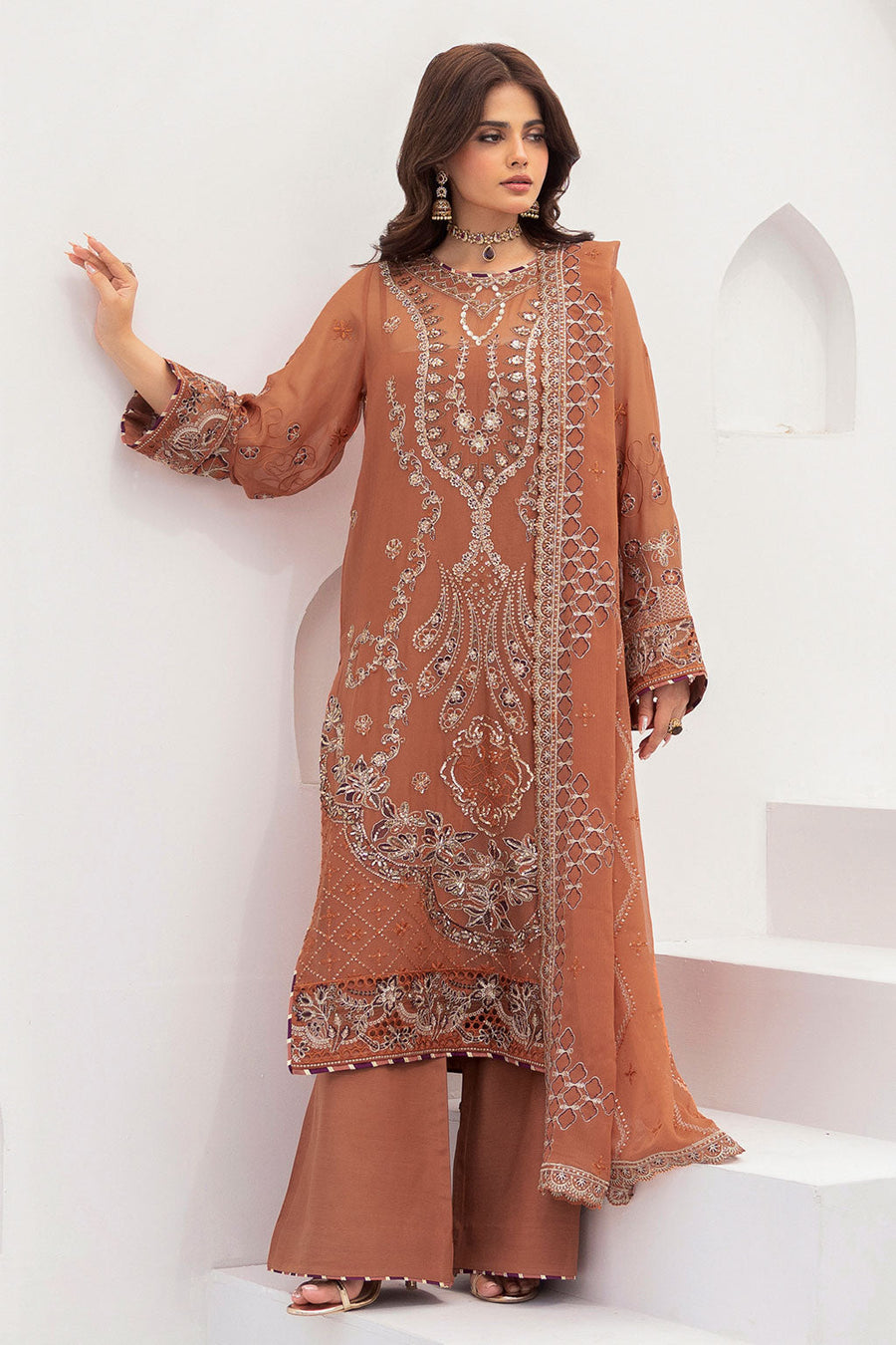 Ramsha Sonehri Vol-03 Embroidered Chiffon Unstitched 3Pc Suit BB-307