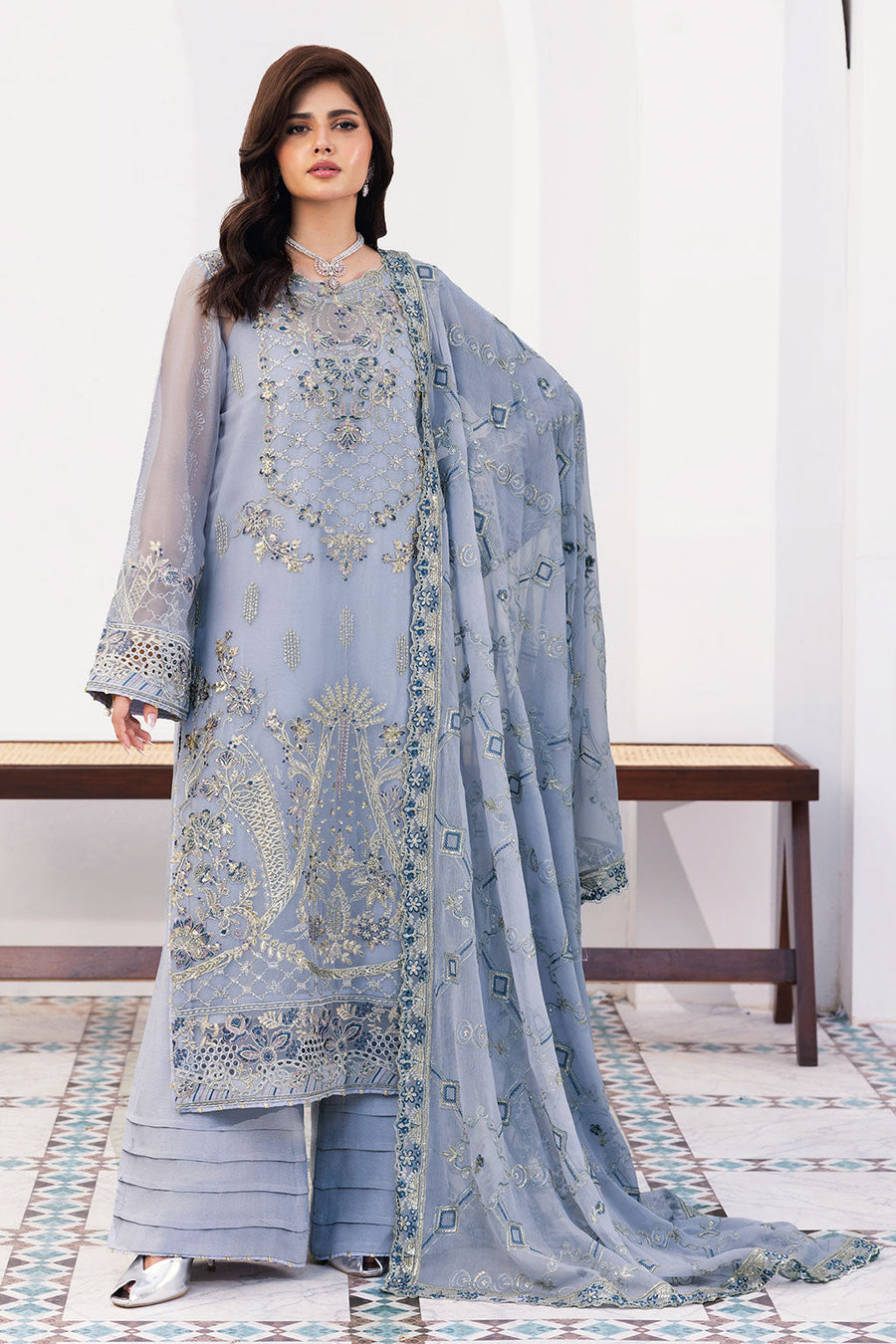 Ramsha Sonehri Vol-03 Embroidered Chiffon Unstitched 3Pc Suit BB-308