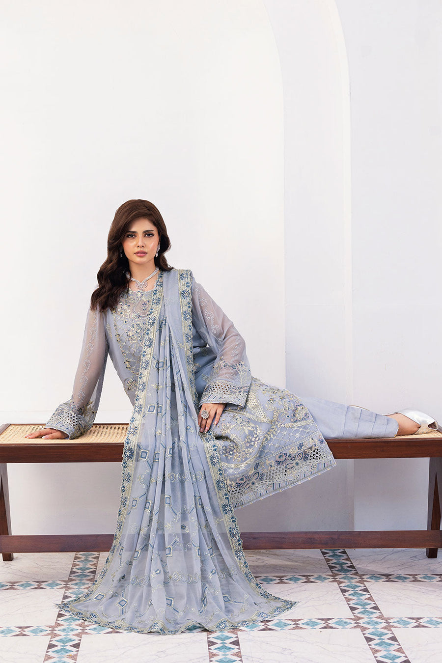Ramsha Sonehri Vol-03 Embroidered Chiffon Unstitched 3Pc Suit BB-308