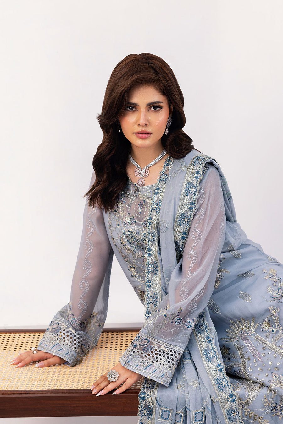 Ramsha Sonehri Vol-03 Embroidered Chiffon Unstitched 3Pc Suit BB-308