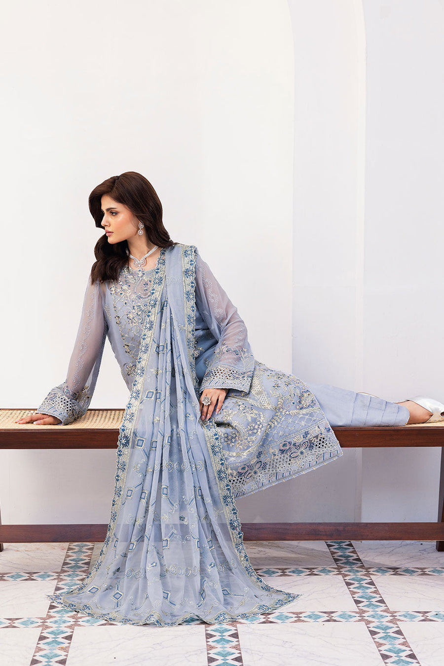 Ramsha Sonehri Vol-03 Embroidered Chiffon Unstitched 3Pc Suit BB-308