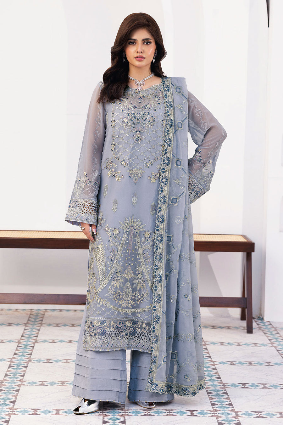 Ramsha Sonehri Vol-03 Embroidered Chiffon Unstitched 3Pc Suit BB-308