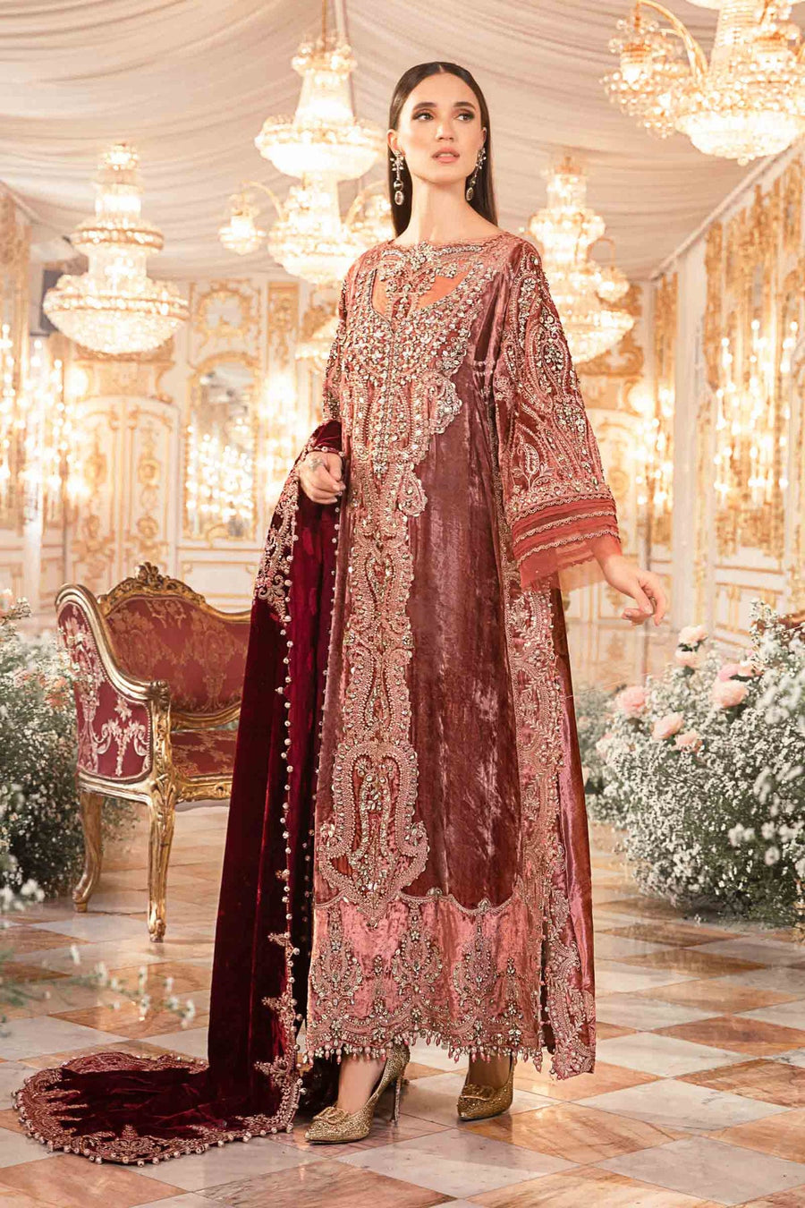 Maria.B Mbroidered Fabrics Unstitched Wedding Formal 3Pc Suit BD-2701