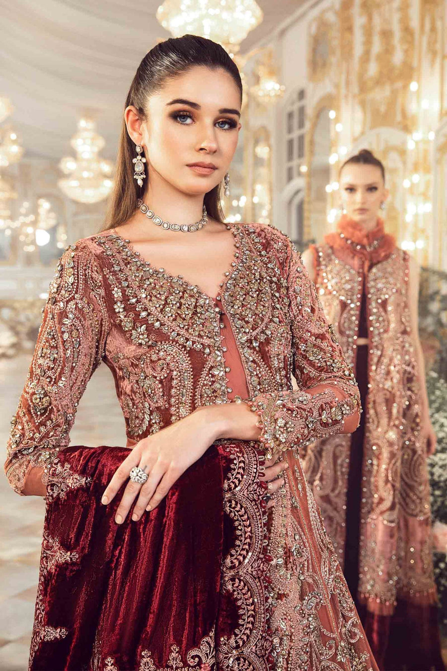 Maria.B Mbroidered Fabrics Unstitched Wedding Formal 3Pc Suit BD-2701