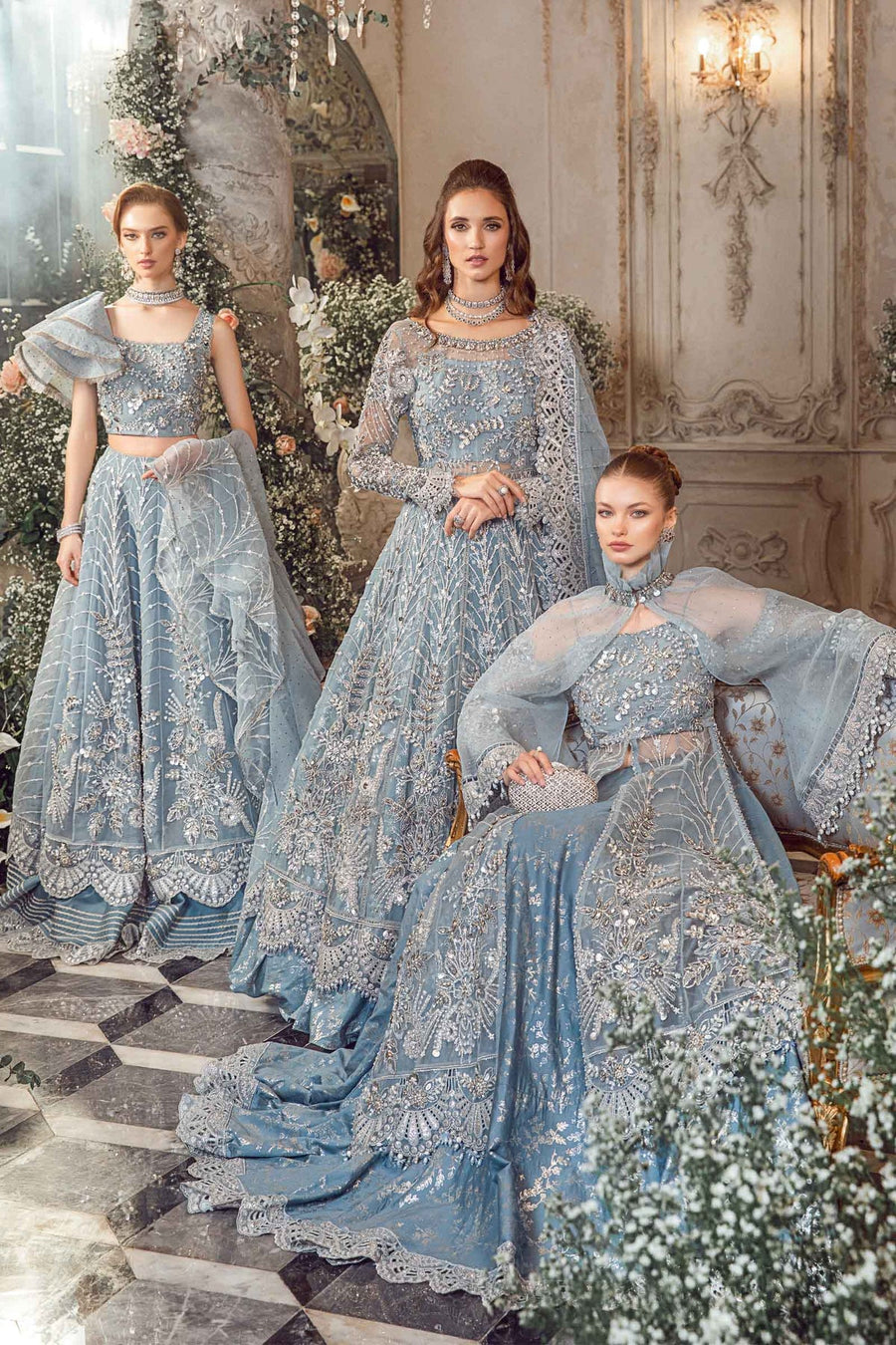 Maria.B Mbroidered Fabrics Unstitched Wedding Formal 3Pc Suit BD-2702