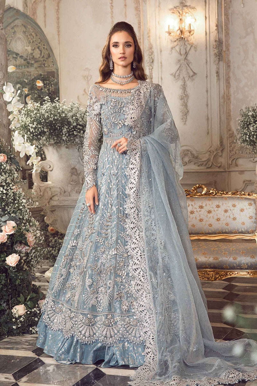 Maria.B Mbroidered Fabrics Unstitched Wedding Formal 3Pc Suit BD-2702