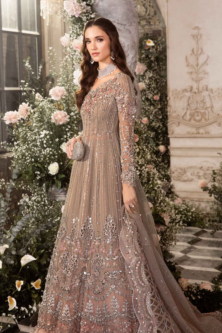 Maria.B Mbroidered Fabrics Unstitched Wedding Formal 3Pc Suit BD-2703