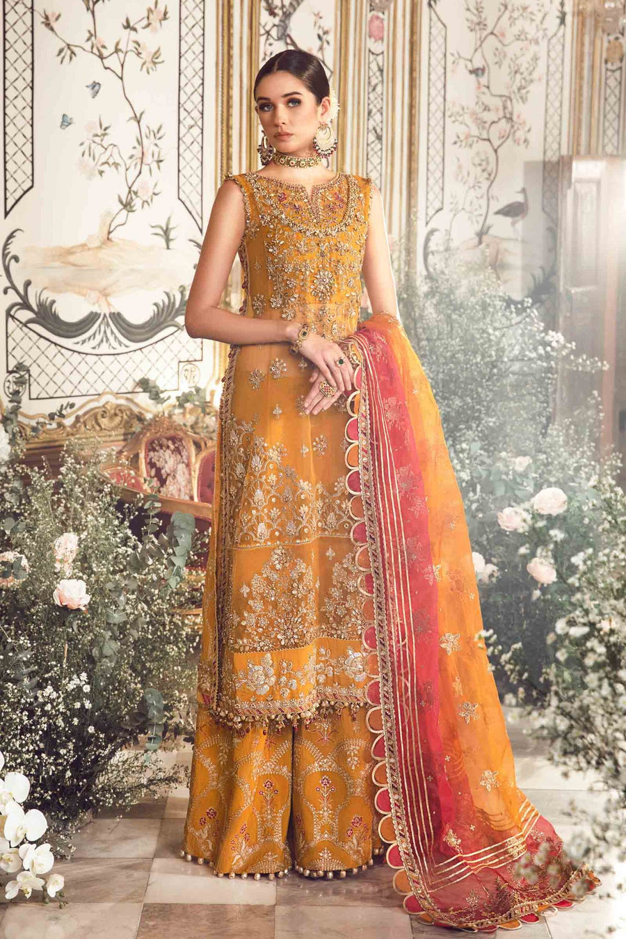 Maria.B Mbroidered Fabrics Unstitched Wedding Formal 3Pc Suit BD-2707