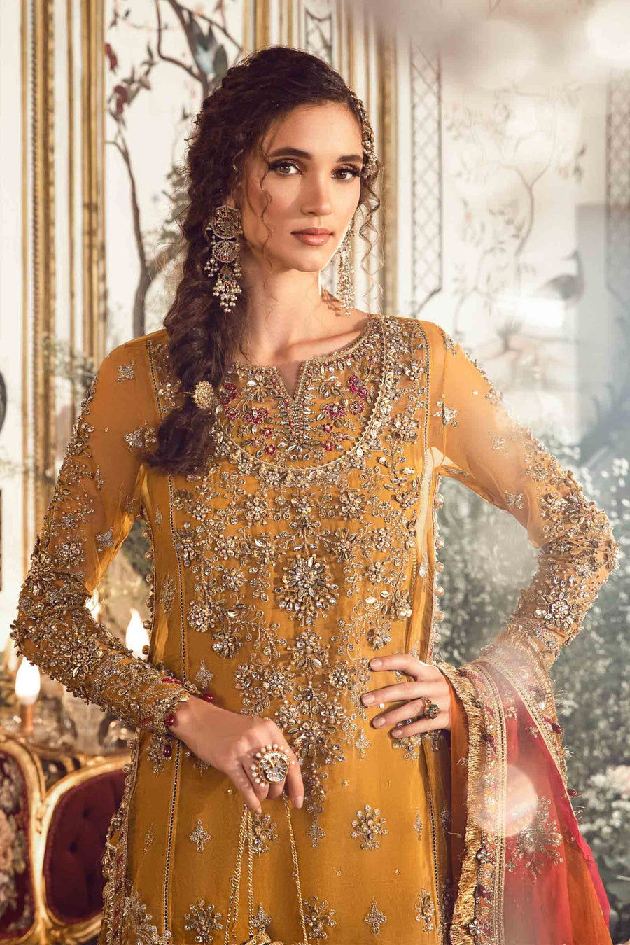 Maria.B Mbroidered Fabrics Unstitched Wedding Formal 3Pc Suit BD-2707