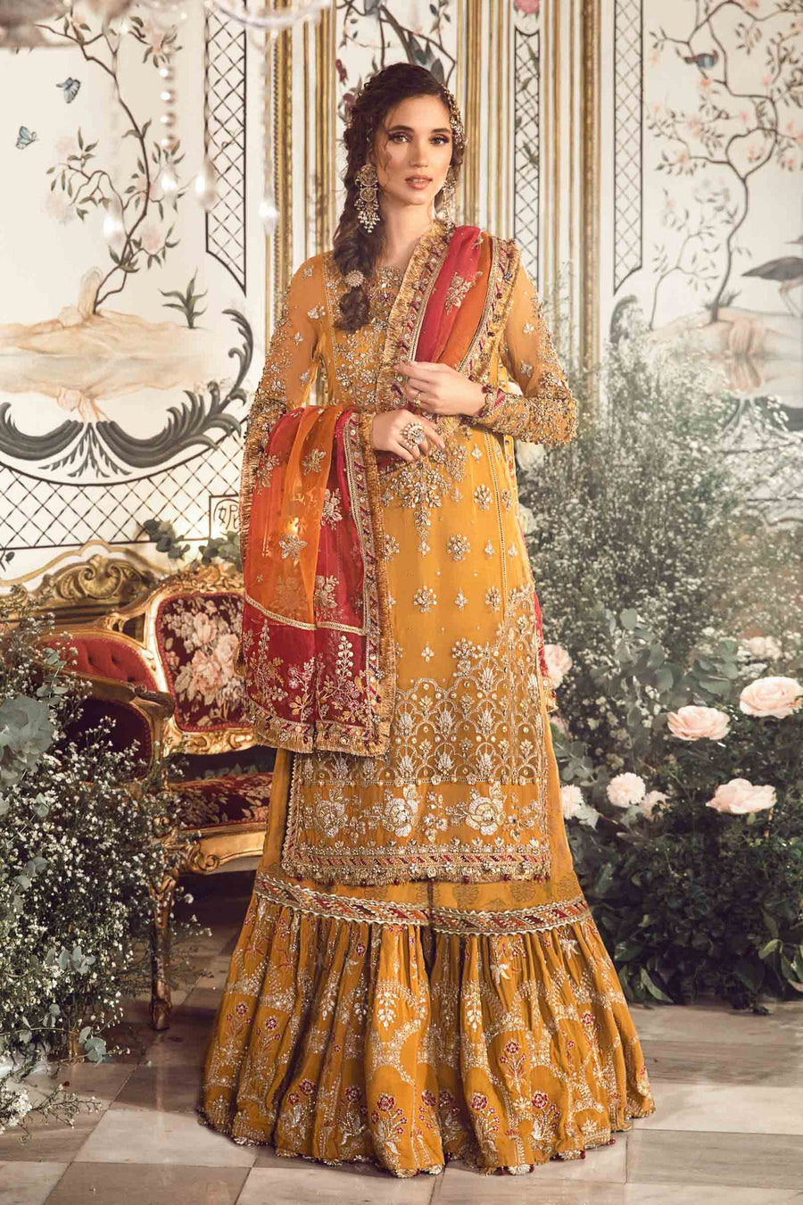 Maria.B Mbroidered Fabrics Unstitched Wedding Formal 3Pc Suit BD-2707