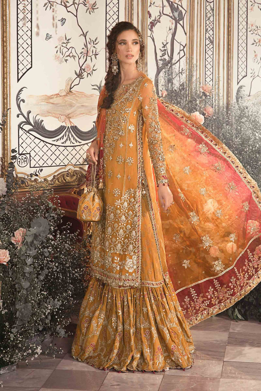 Maria.B Mbroidered Fabrics Unstitched Wedding Formal 3Pc Suit BD-2707