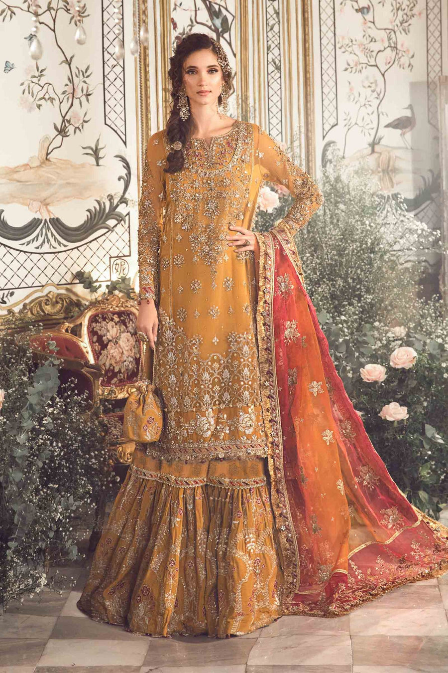 Maria.B Mbroidered Fabrics Unstitched Wedding Formal 3Pc Suit BD-2707